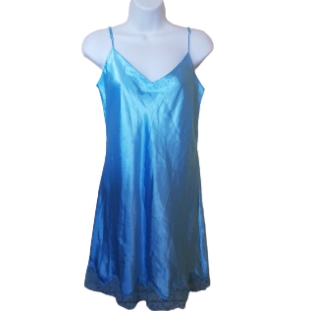 La SENZA Blue Satin Night Gown Size Large - Picture 2 of 4